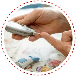 Person using a home glucose meter